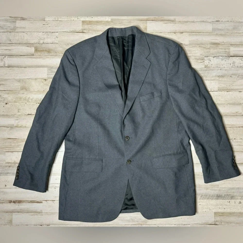 Polo University By Ralph Lauren Men’s Wool Blazer Jacket Gray Solid 46T